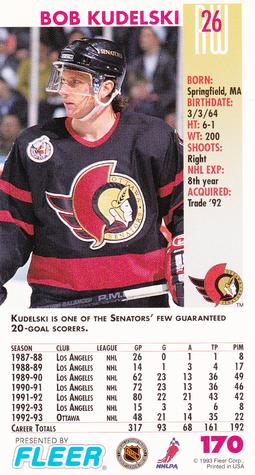1993-94 Fleer PowerPlay #170 Bob Kudelski Back