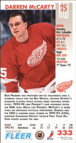 1993 Classic Pro Hockey Prospects Darren McCarty #147 Rookie RC