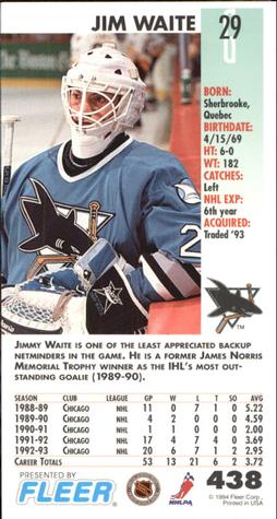 1993-94 Fleer PowerPlay #438 Jimmy Waite Back