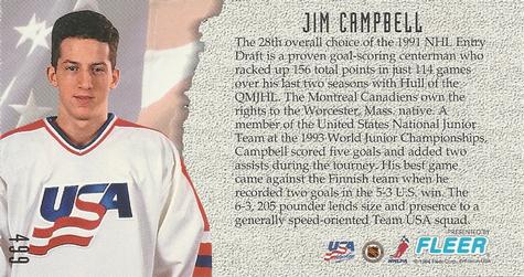 1993-94 Fleer PowerPlay #499 Jim Campbell Back