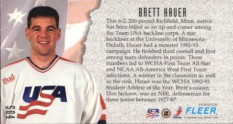 1993-94 Fleer PowerPlay #504 Brett Hauer Back