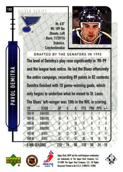 1999-00 Upper Deck MVP - Silver Script #182 Pavol Demitra Back