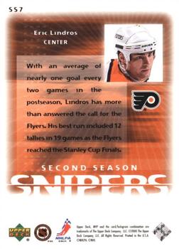 1999-00 Upper Deck MVP Stanley Cup Edition - Second Season Snipers #SS7 Eric Lindros Back