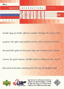 1999-00 Upper Deck Prospects - International Stars #IN5 Denis Shvidki Back