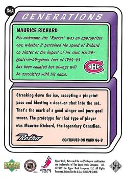 1999-00 Upper Deck Retro - Generations Level 2 #G6A Maurice Richard Back