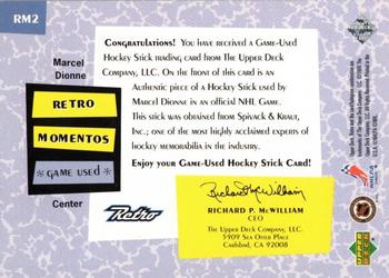 1999-00 Upper Deck Retro - Mementos #RM2 Marcel Dionne Back
