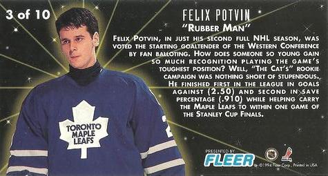 1993-94 Fleer PowerPlay - Rising Stars #3 Felix Potvin Back