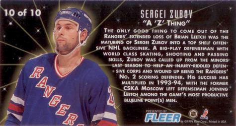 1993-94 Fleer PowerPlay - Rising Stars #10 Sergei Zubov Back