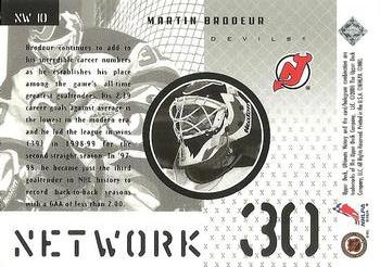 1999-00 Upper Deck Ultimate Victory - Net Work #NW10 Martin Brodeur Back