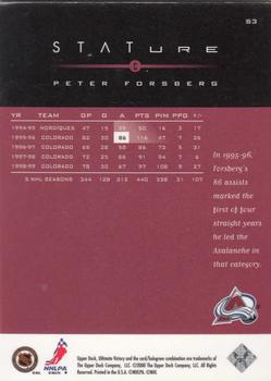 1999-00 Upper Deck Ultimate Victory - Stature #S3 Peter Forsberg Back
