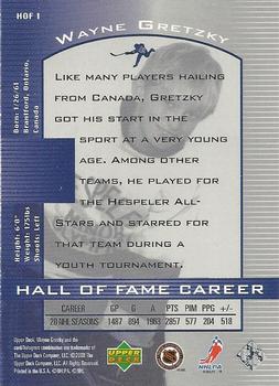 1999-00 Upper Deck Wayne Gretzky - Hall of Fame Career #HOF1 Wayne Gretzky Back