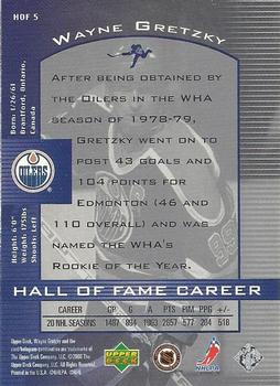 1999-00 Upper Deck Wayne Gretzky - Hall of Fame Career #HOF5 Wayne Gretzky Back