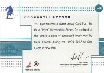 2000-01 Be a Player Memorabilia - Game Jersey #J-38 Brian Leetch Back