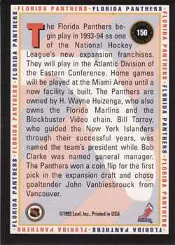 1993-94 Leaf #150 Florida Panthers Back