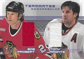 2000-01 Be a Player Memorabilia - Rookie & Traded Update Teammates Memorabilia #TM-04 Tony Amonte / Bob Probert Front