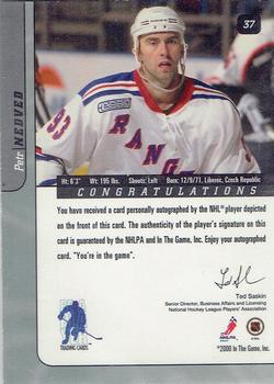 2000-01 Be a Player Signature Series - Autographs #37 Petr Nedved Back