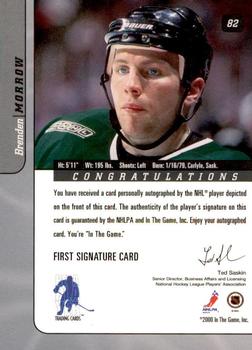 2000-01 Be a Player Signature Series - Autographs #82 Brenden Morrow Back