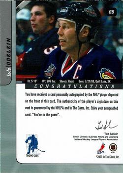 2000-01 Be a Player Signature Series - Autographs #88 Lyle Odelein Back