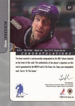 2000-01 Be a Player Signature Series - Autographs #97 Steve Rucchin Back