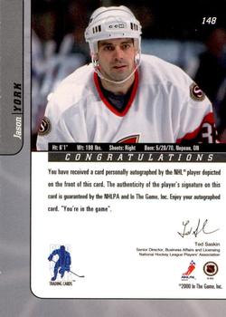 2000-01 Be a Player Signature Series - Autographs #148 Jason York Back