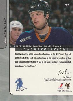 2000-01 Be a Player Signature Series - Autographs #171 Tim Connolly Back