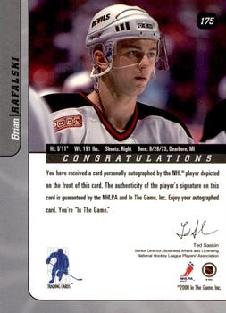 2000-01 Be a Player Signature Series - Autographs #175 Brian Rafalski Back
