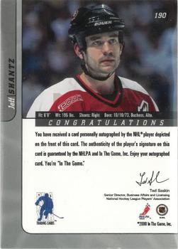 2000-01 Be a Player Signature Series - Autographs #190 Jeff Shantz Back