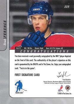 2000-01 Be a Player Signature Series - Autographs #223 Brad Ference Back