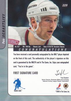 2000-01 Be a Player Signature Series - Autographs #229 Petr Schastlivy Back