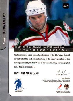 2000-01 Be a Player Signature Series - Autographs #235 Maxim Sushinski Back