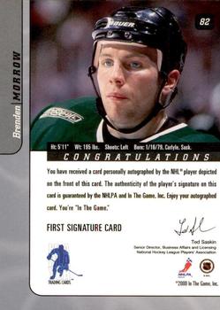 2000-01 Be a Player Signature Series - Autographs Gold #82 Brenden Morrow Back