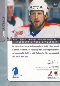 2000-01 Be a Player Signature Series - Autographs Gold #89 Lance Pitlick Back