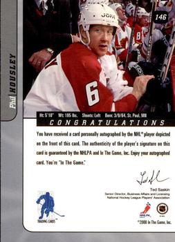 2000-01 Be a Player Signature Series - Autographs Gold #146 Phil Housley Back