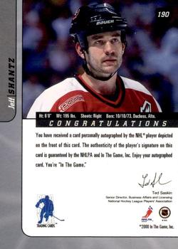 2000-01 Be a Player Signature Series - Autographs Gold #190 Jeff Shantz Back