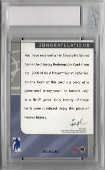 2000-01 Be a Player Signature Series - He Shoots-He Scores Prizes #40 Jaromir Jagr Back