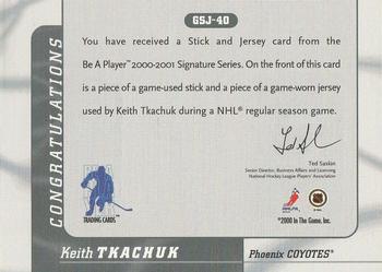 2000-01 Be a Player Signature Series - Jersey and Stick #GSJ-40 Keith Tkachuk Back