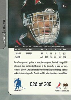 2000-01 Be a Player Signature Series - Ruby #50 Dominik Hasek Back