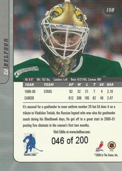 2000-01 Be a Player Signature Series - Ruby #158 Ed Belfour Back