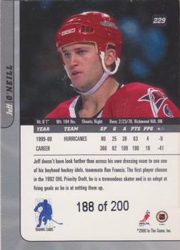 2000-01 Be a Player Signature Series - Ruby #229 Jeff O'Neill Back