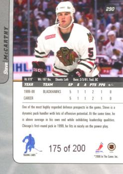 2000-01 Be a Player Signature Series - Ruby #290 Steve McCarthy Back