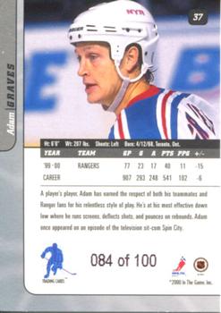 2000-01 Be a Player Signature Series - Sapphire #37 Adam Graves Back