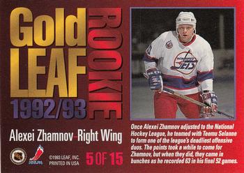 1993-94 Leaf - Gold Leaf Rookie #5 Alexei Zhamnov Back