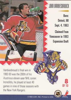1993-94 Leaf - Painted Warriors #8 John Vanbiesbrouck Back