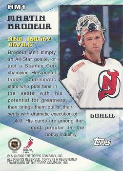 2000-01 O-Pee-Chee - Hobby Masters #HM1 Martin Brodeur Back