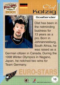 2000-01 Pacific - Euro-Stars #10 Olaf Kolzig Back