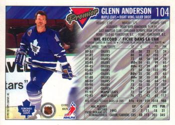 1993-94 O-Pee-Chee Premier #104 Glenn Anderson Back