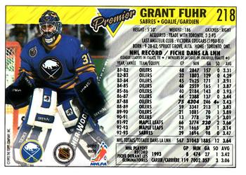 1993-94 O-Pee-Chee Premier #218 Grant Fuhr Back
