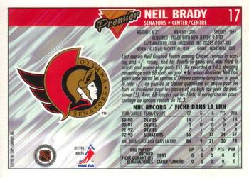 1993-94 O-Pee-Chee Premier #17 Neil Brady Back
