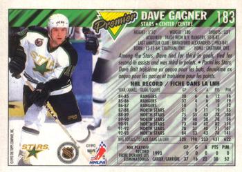 1993-94 O-Pee-Chee Premier #183 Dave Gagner Back