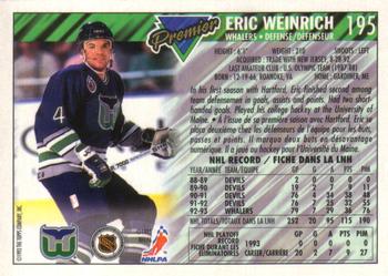 1993-94 O-Pee-Chee Premier #195 Eric Weinrich Back